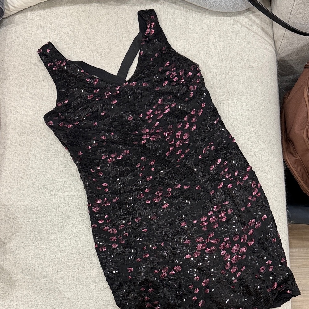 Black and Pink Sequin Dress